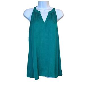 CAbi 5549 Green Lush Swiss Polka Dot Sleeveless Blouse Women's Small